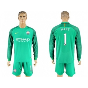 Manchester United #1 Hart Green Goalkeeper Long Sleeves Soccer Club Jersey