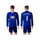 Manchester United #1 Mourinho Away Long Sleeves Soccer Club Jersey