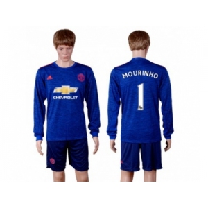 Manchester United #1 Mourinho Away Long Sleeves Soccer Club Jersey