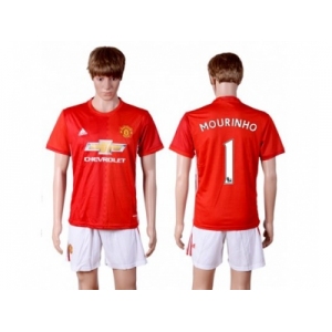 Manchester United #1 Mourinho Red Home Soccer Club Jersey