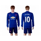 Manchester United #10 Rooney Away Long Sleeves Soccer Club Jersey