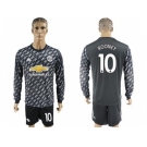 Manchester United #10 Rooney Black Long Sleeves Soccer Club Jersey
