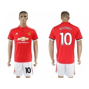 Manchester United #10 Rooney Red Home Soccer Club Jersey 1
