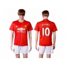 Manchester United #10 Rooney Red Home Soccer Club Jersey 3