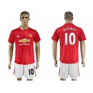 Manchester United #10 Rooney Red Home Soccer Club Jersey 4