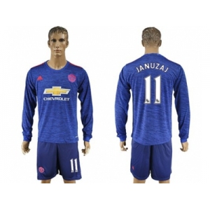 Manchester United #11 Januzaj Away Long Sleeves Soccer Club Jersey 1