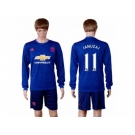 Manchester United #11 Januzaj Away Long Sleeves Soccer Club Jersey