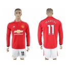 Manchester United #11 Martial Red Home Long Sleeves Soccer Club Jersey