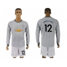 Manchester United #12 Smalling Sec Away Long Sleeves Soccer Club Jersey