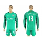 Manchester United #13 Caballero Green Goalkeeper Long Sleeves Soccer Club Jersey