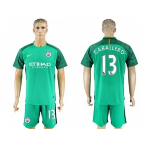 Manchester United #13 Caballero Green Goalkeeper Soccer Club Jersey