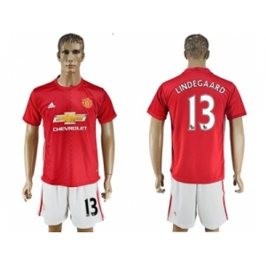Manchester United #13 Lindegaard Red Home Soccer Club Jersey