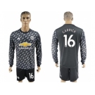 Manchester United #16 Carrick Black Long Sleeves Soccer Club Jersey