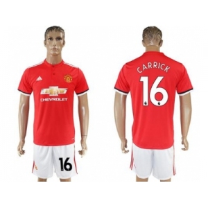 Manchester United #16 Carrick Red Home Soccer Club Jersey 1