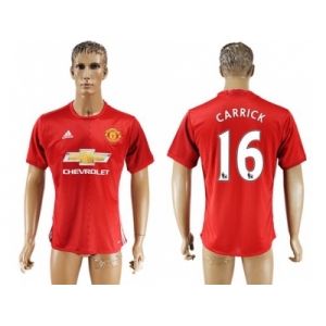 Manchester United #16 Carrick Red Home Soccer Club Jersey 3