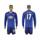 Manchester United #17 Blind Away Long Sleeves Soccer Club Jersey 1