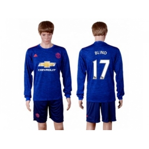 Manchester United #17 Blind Away Long Sleeves Soccer Club Jersey