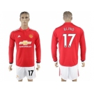 Manchester United #17 Blind Red Home Long Sleeves Soccer Club Jersey