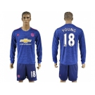 Manchester United #18 Young Away Long Sleeves Soccer Club Jersey 1