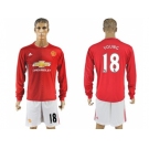 Manchester United #18 Young Red Home Long Sleeves Soccer Club Jersey 1