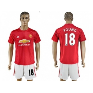 Manchester United #18 Young Red Home Soccer Club Jersey 4