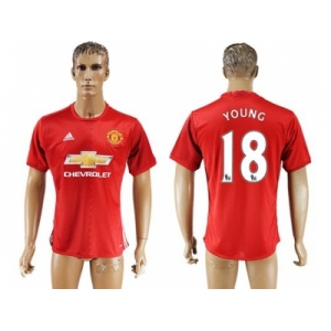 Manchester United #18 Young Red Home Soccer Club Jersey 5