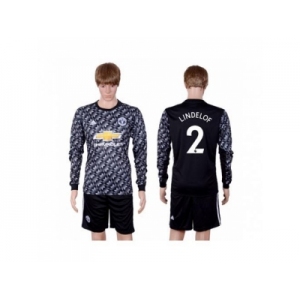 Manchester United #2 Lindelof Black Long Sleeves Soccer Club Jersey