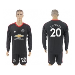 Manchester United #20 S.Romero Black Goalkeeper Long Sleeves Soccer Club Jersey