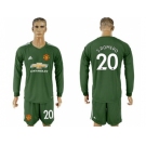 Manchester United #20 S.Romero Green Goalkeeper Long Sleeves Soccer Club Jersey