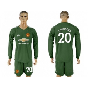 Manchester United #20 S.Romero Green Goalkeeper Long Sleeves Soccer Club Jersey