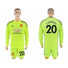 Manchester United #20 S.Romero Shiny Green Goalkeeper Long Sleeves Soccer Club Jersey