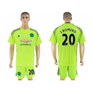 Manchester United #20 S.Romero Shiny Green Goalkeeper Soccer Club Jersey