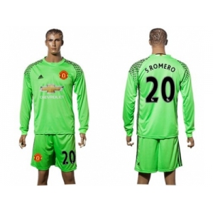 Manchester United #20 Sromero Green Goalkeeper Long Sleeves Soccer Club Jersey
