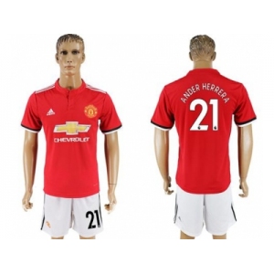 Manchester United #21 Ander Herrera Red Home Soccer Club Jersey