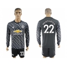 Manchester United #22 Mkhitaryan Black Long Sleeves Soccer Club Jersey