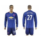 Manchester United #27 Fellaini Away Long Sleeves Soccer Club Jersey 1