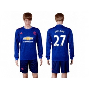 Manchester United #27 Fellaini Away Long Sleeves Soccer Club Jersey