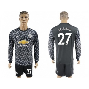 Manchester United #27 Fellaini Black Long Sleeves Soccer Club Jersey