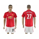 Manchester United #27 Fellaini Red Home Soccer Club Jersey 3