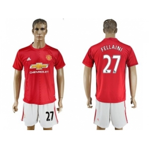 Manchester United #27 Fellaini Red Home Soccer Club Jersey 3