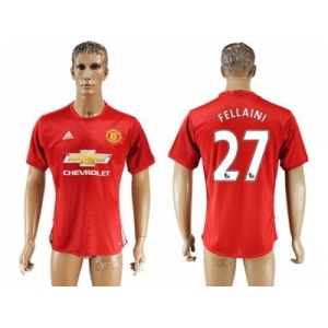 Manchester United #27 Fellaini Red Home Soccer Club Jersey 4