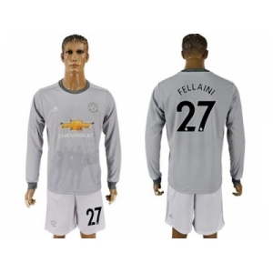 Manchester United #27 Fellaini Sec Away Long Sleeves Soccer Club Jersey