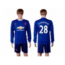 Manchester United #28 Schneiderlin Away Long Sleeves Soccer Club Jersey