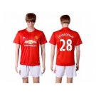 Manchester United #28 Schneiderlin Red Home Soccer Club Jersey 1