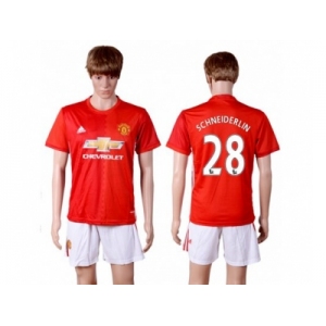 Manchester United #28 Schneiderlin Red Home Soccer Club Jersey 1