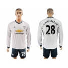 Manchester United #28 Schneiderlin Sec Away Long Sleeves Soccer Club Jersey