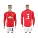 Manchester United #3 Bailly Red Home Long Sleeves Soccer Club Jersey