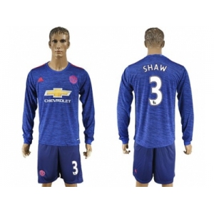 Manchester United #3 Shaw Away Long Sleeves Soccer Club Jersey