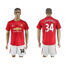 Manchester United #34 Lawrence Red Home Soccer Club Jersey
