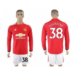 Manchester United #38 Tuanzebe Red Home Long Sleeves Soccer Club Jersey